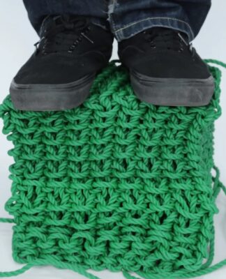 A hand-knit cube created using the solid knitting fabrication technique. © Carnegie Mellon University